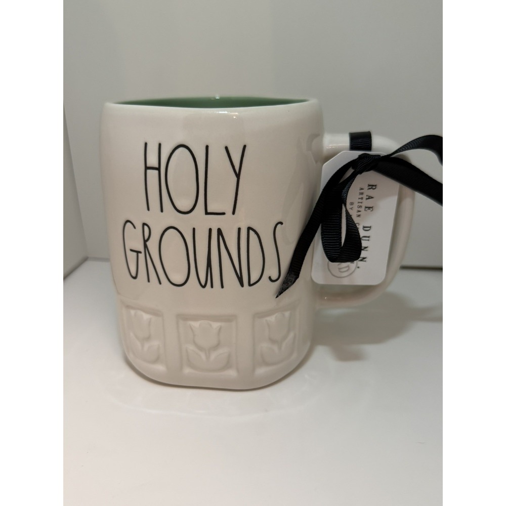 Rae Dunn Holy Grounds Etched Tulip Coffee Tea Mug New 2026 Release & NWT